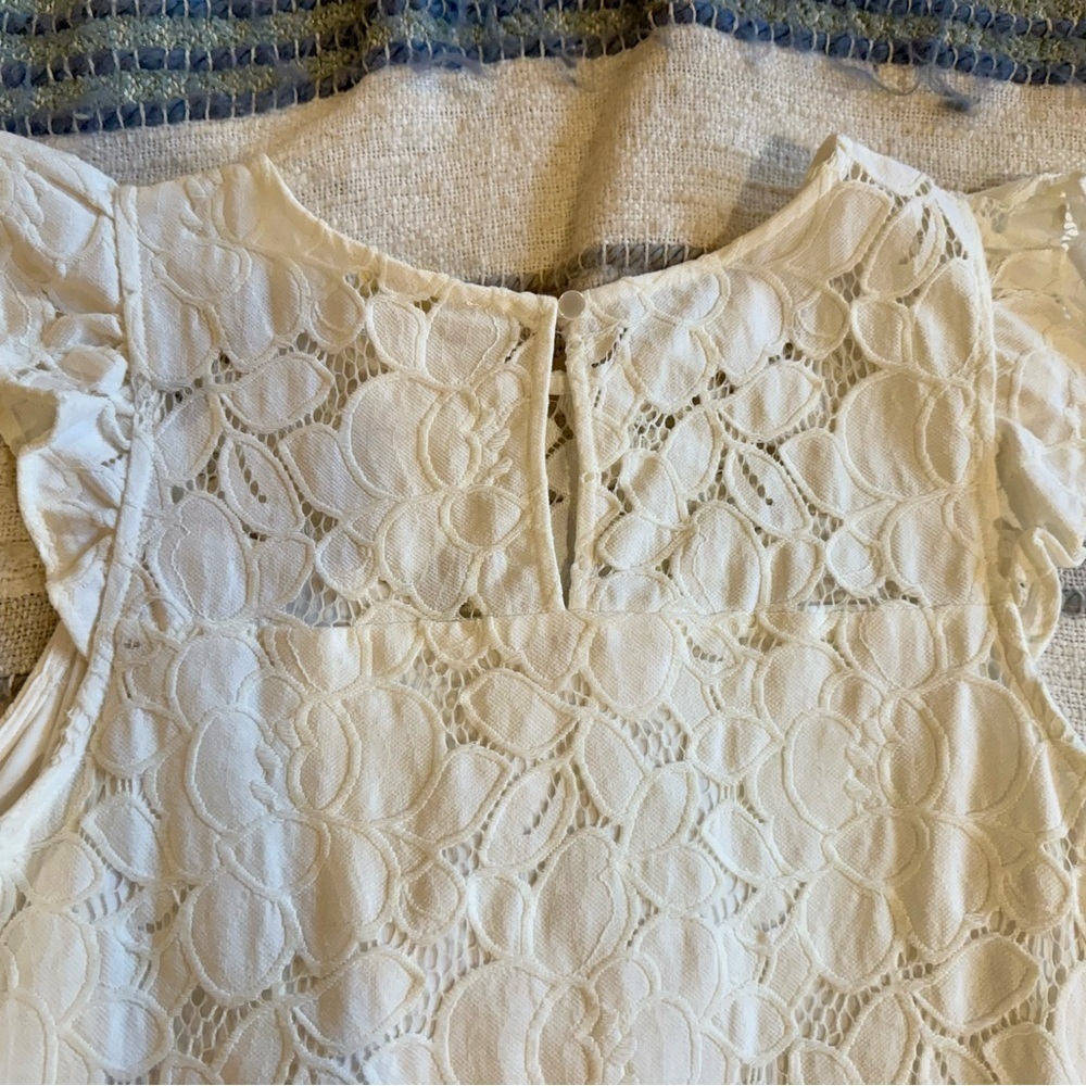 Monteau Ladies’ Elegant White Lace A-line Summer Dress Size L - Picture 9 of 10